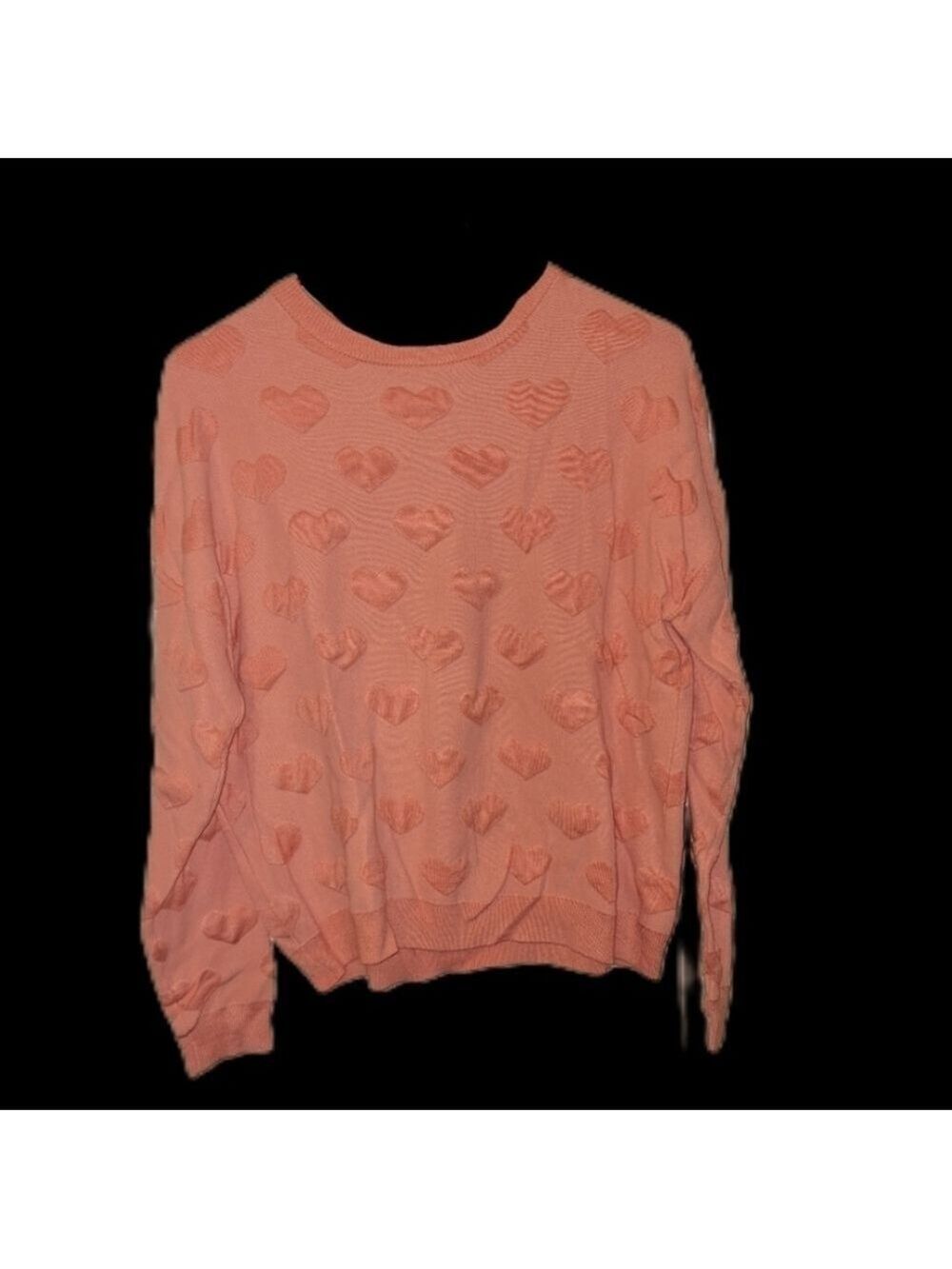 Xhiliration Peach Heart Sweatshirt Medium
